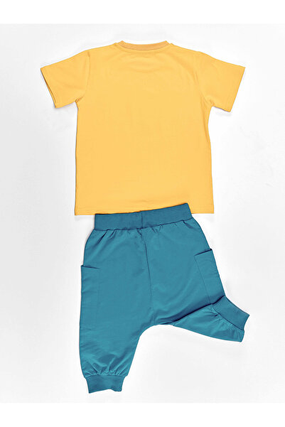 Denokids Lucky Bear Boy Yellow T-Shirt Capri Shorts Summer Suit 3-8 Years Old