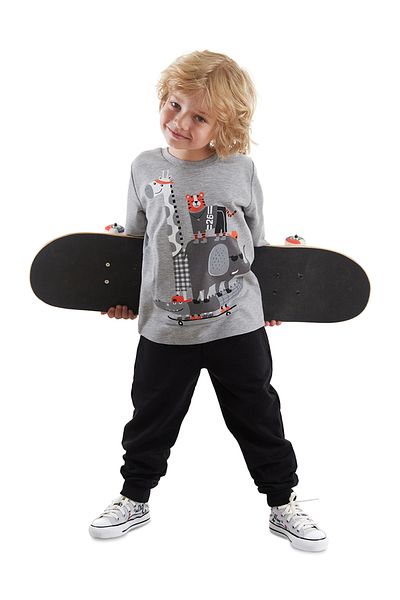 Denokids Animals Team Ανδρικό Παιδικό T-shirt Φούτερ Σετ