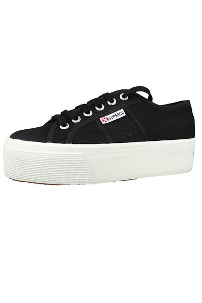 Superga Damen Low Sneaker 2790-COTW LINEA UP AND DOWN Low Top S9111LW Schwarz F83 Black-Fwhite Leinen