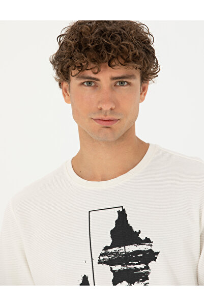 Pierre Cardin Ekru Regular Fit %100 Pamuk Bisiklet Yaka Sweatshirt 50272505-VR019