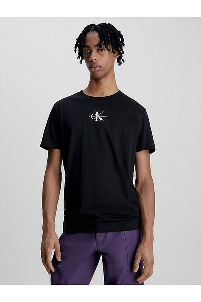 Calvin Klein Men's Brand Logo Cotton Black T-shirt Suitable for Daily Use J30j323483-beh
