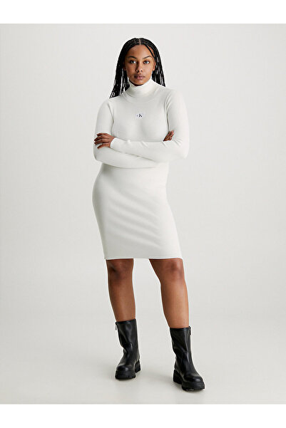 Calvin Klein BADGE ROLL NECK SWEATER DRESS