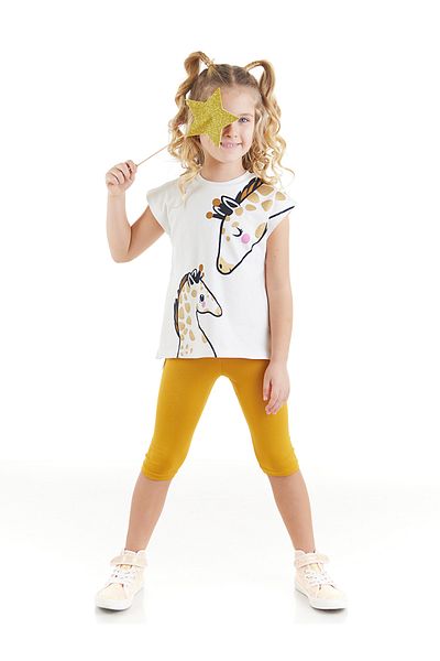 Denokids Giraffen-Tunika-Strumpfhosen-Set für Mädchen