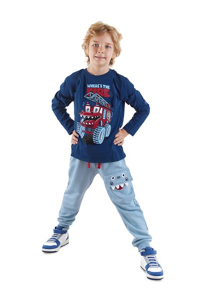 Denokids Monster Fire Department Αγόρια Παιδικά T-shirt Φούτερ Σετ
