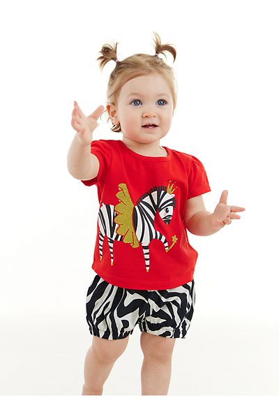 Denokids Ballerina Zebra Baby Mädchen T-Shirt Popeline Shorts Set