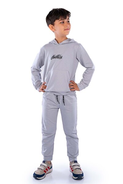 Minikadam Παιδική αθλητική φόρμα Adventure Embroidery Kangaroo Pocket με κουκ...