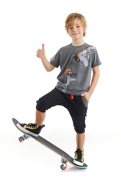 Denokids Sommerspaß-T-Shirt-Capri-Shorts-Set für Jungen