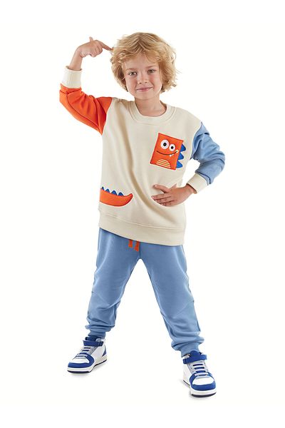 Denokids Bunter Trainingsanzug mit Dinosauriern für Jungen