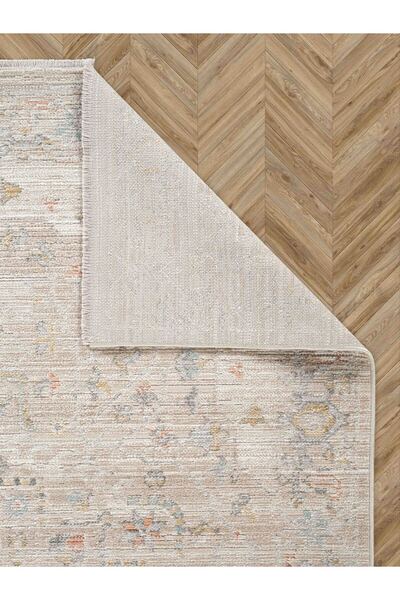 Konfor Halı Rustik 2222 Klasik Vintage Salon Bej Krem Mutfak Halısı Tozumaz Yumuşak Makine Halısı