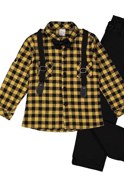 Mnk Baby&Kids Lumberjack Shirt and Trousers Boy's Suit Mnk0414 Yellow
