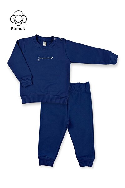 difa kids Unisex Baby Text Embroidered Seasonal Boys-Girls Top and Bottom Set