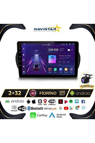 Navistar Fiat Fiorino 2 64gb Kablosuz Carplay 2008-2017 Android 13 Navigasyon...