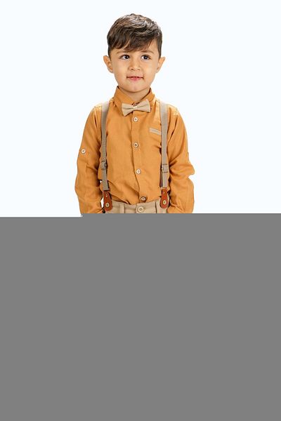 Mnk Baby&Kids Oxford Shirt Long Pants Boy Set Mnk0302 Mustard