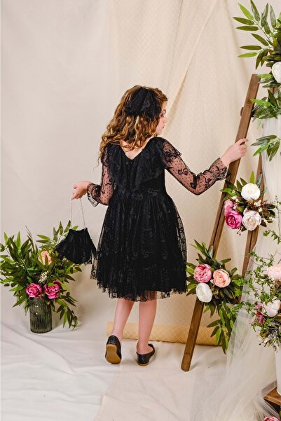 Mnk Φόρεμα με δαντέλα με σχέδιο φιόγκου ΜΑΥΡΟ