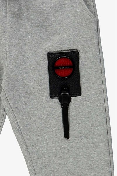 Mnk Baby&Kids Παιδική αθλητική φόρμα πίσω Crested Kangaroo Pocket Hoodie MNK0509 ΓΚΡΙ