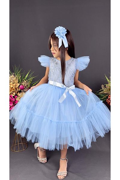 Mnk Baby&Kids Roza Lace Tutu Girl's Evening Dress MNK0546 DARK BLUE