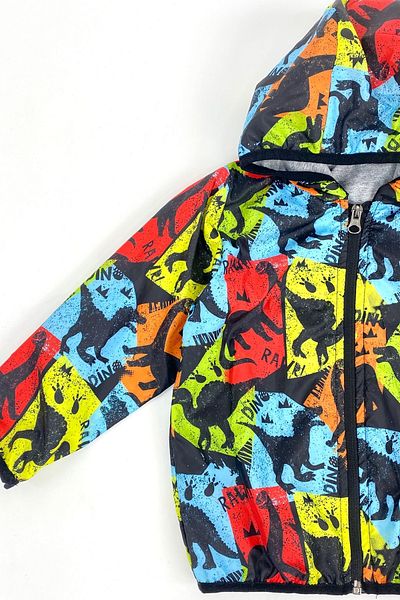 Mnk Colorful Dinosaur Hooded Raincoat Men's Blue