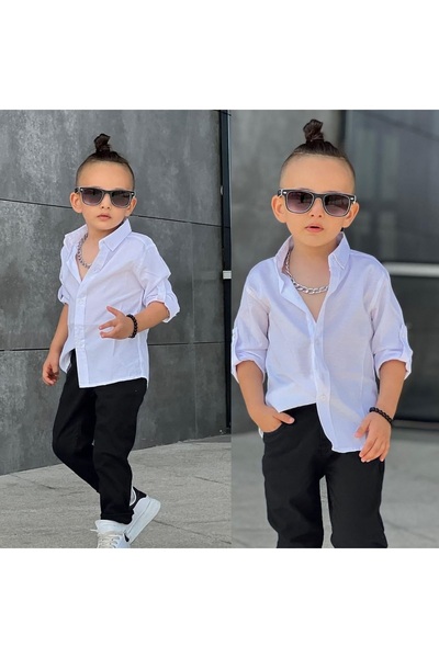 Mnk Baby&Kids Tarz Gömlek Gabardin Pantolon Erkek Çocuk Takım MNK0422 SİYAH