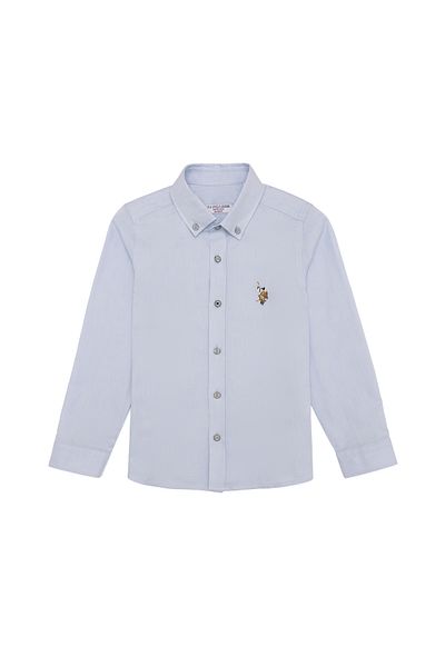 U.S. Polo Assn. Cămașă de bază cu mânecă lungă albastru deschis pentru băiat 50254280 -VR003