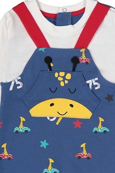 Mnk Giraffe Pocket Salopette Style Jumpsuit Indigo