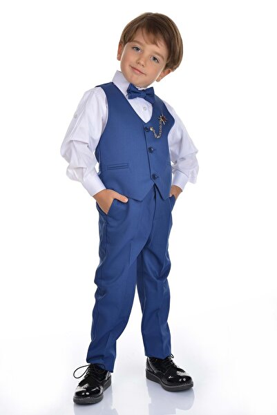 Mnk Yelekli Smokin Erkek Çocuk Takım MNK0273 İNDİGO