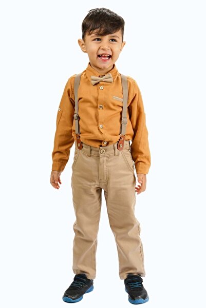Mnk Baby&Kids Oxford Shirt Long Pants Boys' Set Mnk0302 Mustard