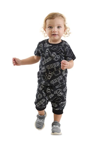 Denokids Schwarzes Sommer-Set aus T-Shirt und Capri-Shorts für Babys (J)
