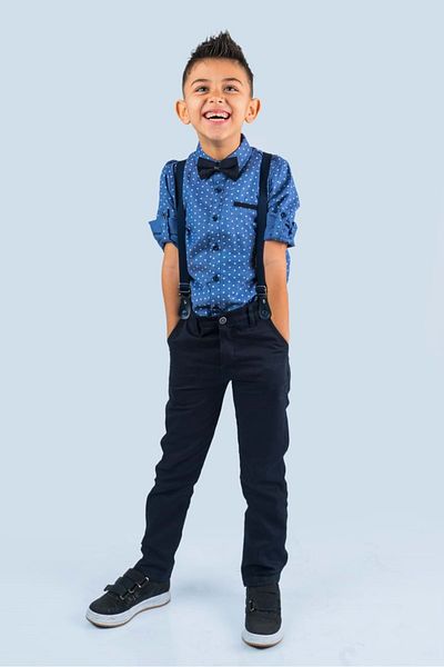 Mnk Baby&Kids Printed Oxford Boy's Suit Mnk0479 Navy Blue