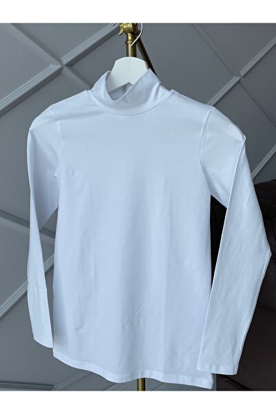 Mervellion КОПІЯ - Боді з довгими рукавами та коміром-стійкою, біле