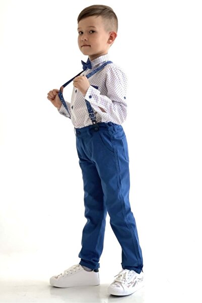 Mnk Довгі штани з малюнком Сорочка Хлопчачий комплект MNK0288 ІНДИГО