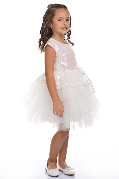 Mnk Φόρεμα για πάρτι με λευκή παγιέτα Tutu - 0275