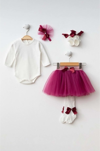 Mnk Baby&Kids طقم أجنحة ملاك مع تنورة توتو للفتيات الصغيرات PNPN1122 فوشيا
