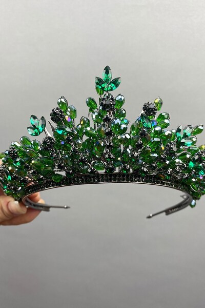 Limelia Πράσινη κορώνα νυφικής χάντρας με χάντρες Akbahar