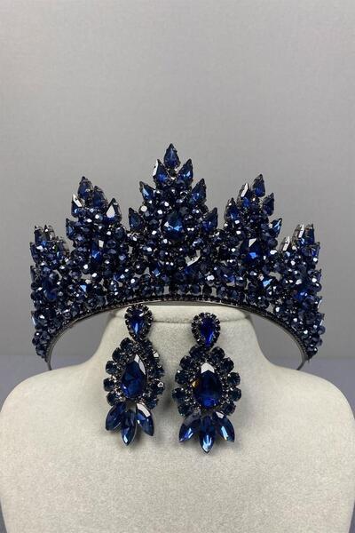 Limelia Σετ σκουλαρίκια νυφικής χάντρας με μπλε ναυτικό λουλούδι Lotus - Σετ ...