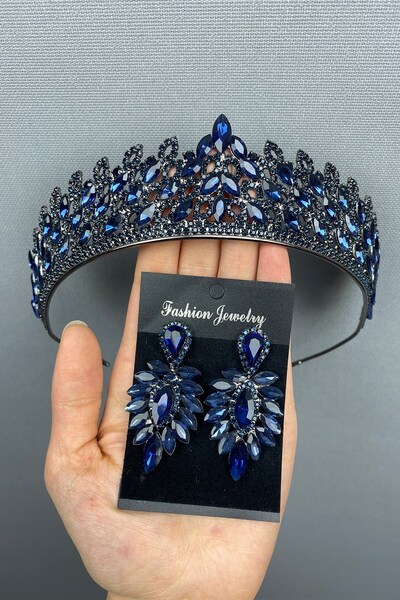 Limelia Σετ κορώνα και σκουλαρίκια με χινάρια Mia Gelin