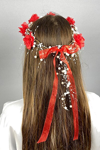 Limelia Κόκκινο λέιζερ λουλουδάτο ειδικό σχέδιο Bridesmaid Crown