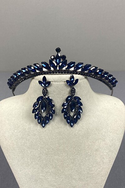 Limelia Cercei Ece Bridal Henna și Cercei cu Pietre de Navetă Albastru Marin