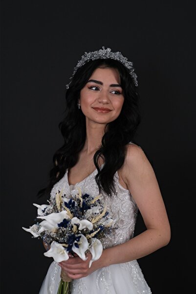 Limelia Accesoriu pentru păr cu coroană de henna de mireasă cu mărgele de perle cremă Azra