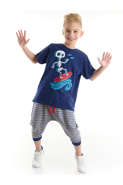 MSHB&G Wave Surfing T-Shirt-Capri-Shorts-Set für Jungen
