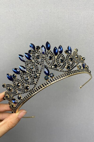 Limelia Μπλε ναυτικό χρυσό στέμμα νυφικής χίνας