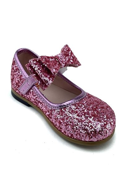 Mnk Gray Glitter Ankle Strap Girls Shoes Pink
