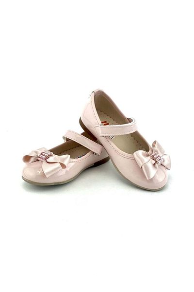 Mnk Patent Leather Satin Ribbon Evening Dress Ballerina Shoes Powder