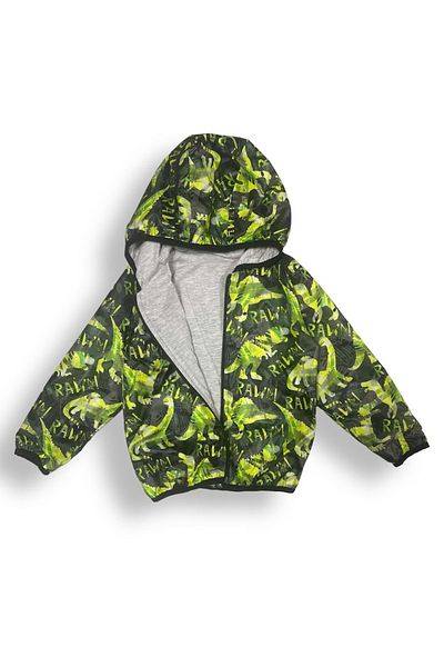 Mnk Colorful Dinosaur Hooded Raincoat Men's Green
