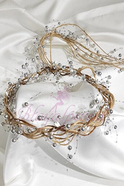 Limelia Ασημένια Πέρλα Ψάθινη Στέμμα