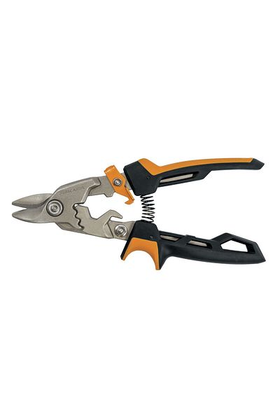 FiSKARS 1027212 Powergear Metal - Short Cut Sheet Cutting Scissors (BULLDOG)