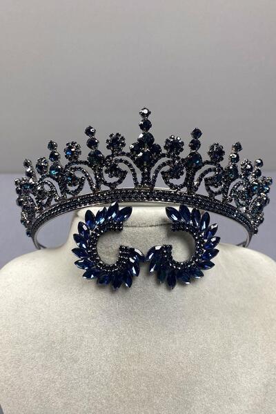 Limelia Hera Gelin - Cercei rotunzi cu detaliu coroană și piatră