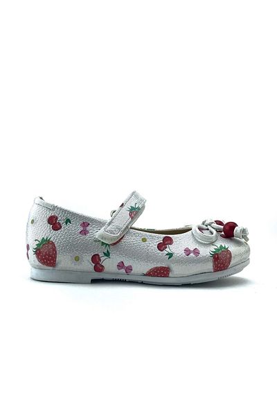 Mnk Strawberry Pattern Girl's Ballerina Ballerina White