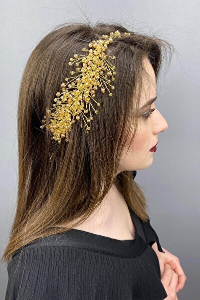 Limelia Μουσταρδί κίτρινο νυφικό στέμμα και αξεσουάρ μαλλιών