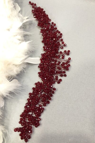 Limelia Burgundy Belen Crystal Hair and Turban Accessory