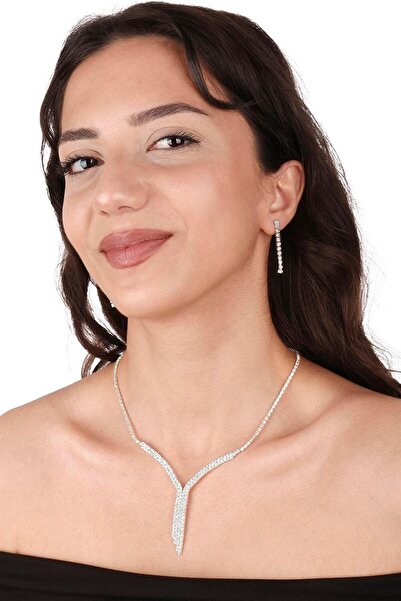 Limelia Ela Waterway Crystal Stone Set de cercei colier de seară și coroană d...